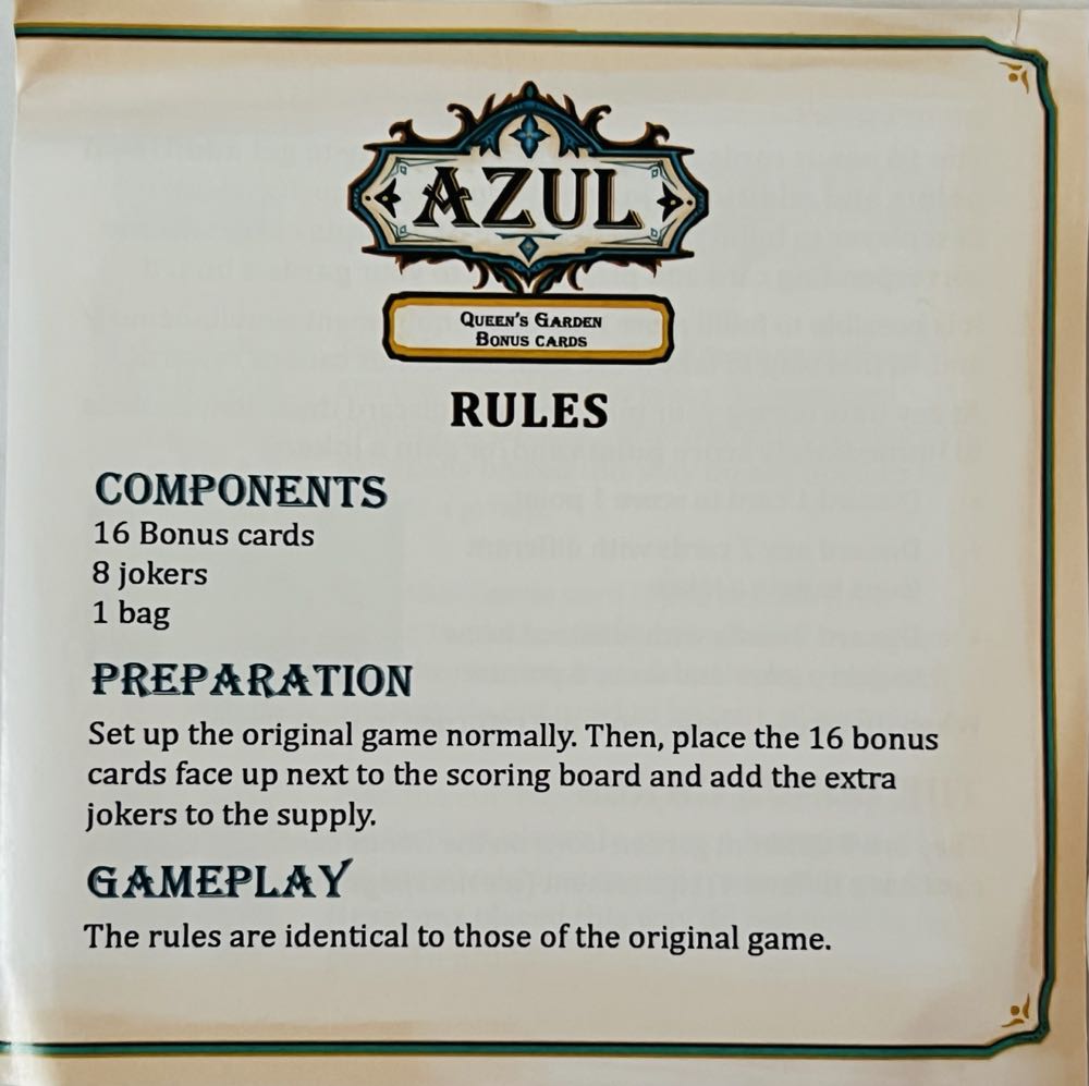 Azul: Queen’s Garden - Bonus Tiles  board game collectible - Main Image 2