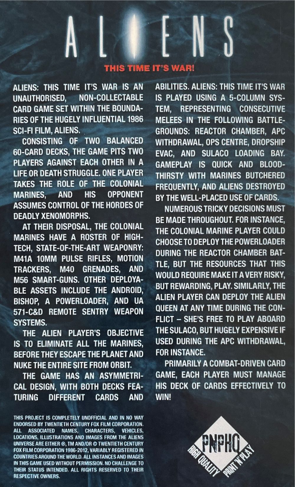 Aliens This Time Its War  board game collectible - Main Image 2