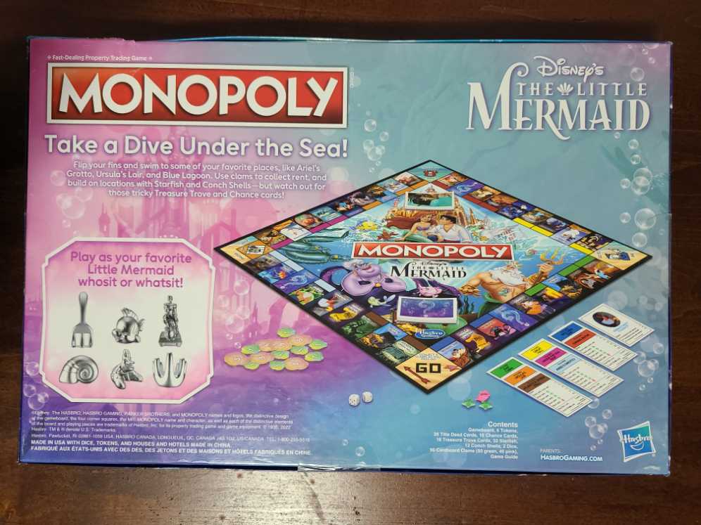 Monopoly: Disney’s The Little Mermaid Edition Board Game Family Games For 2-6 Players Board Games For Family And Kids Ages 8 With 6 Themed Monopoly Tokens Amazon Exclusive  board game collectible [Barcode 195166193557] - Main Image 2