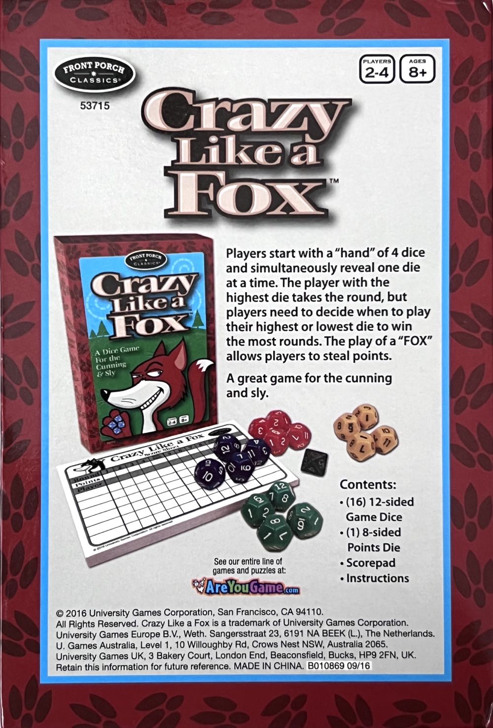 Crazy Like a Fox  (2 3 4) board game collectible [Barcode 802221537156] - Main Image 2