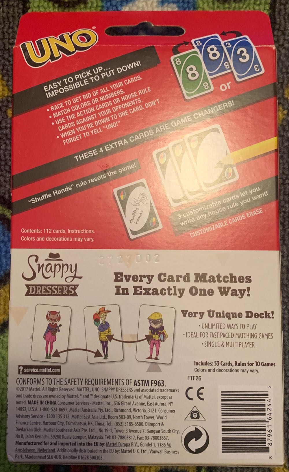 UNO: Snappy Dressers Card & Snappy  board game collectible [Barcode 887961642445] - Main Image 2