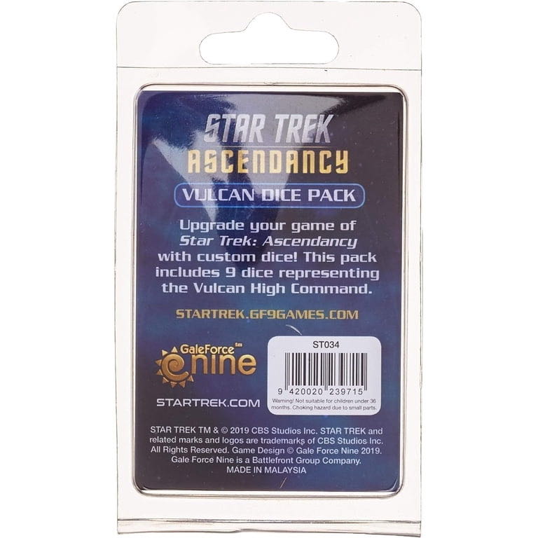 Star Trek: Ascendancy: Vulcan Dice  (1-3) board game collectible [Barcode 9420020239715] - Main Image 2