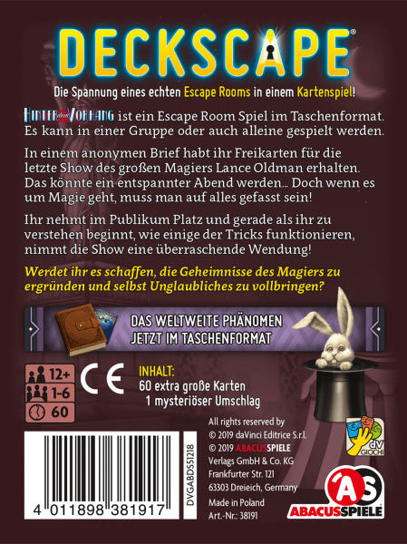 Deckscape Hinter Dem Vorhang  (1-6) board game collectible [Barcode 4011898381917] - Main Image 2