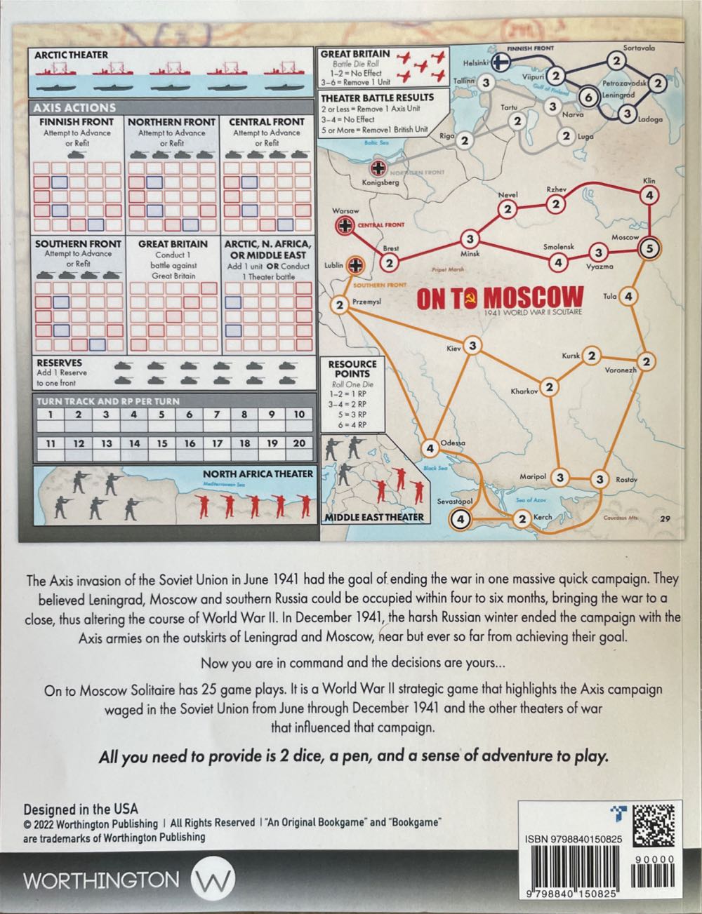 On To Moscow Solitaire  (1) board game collectible [Barcode 9798840150825] - Main Image 2