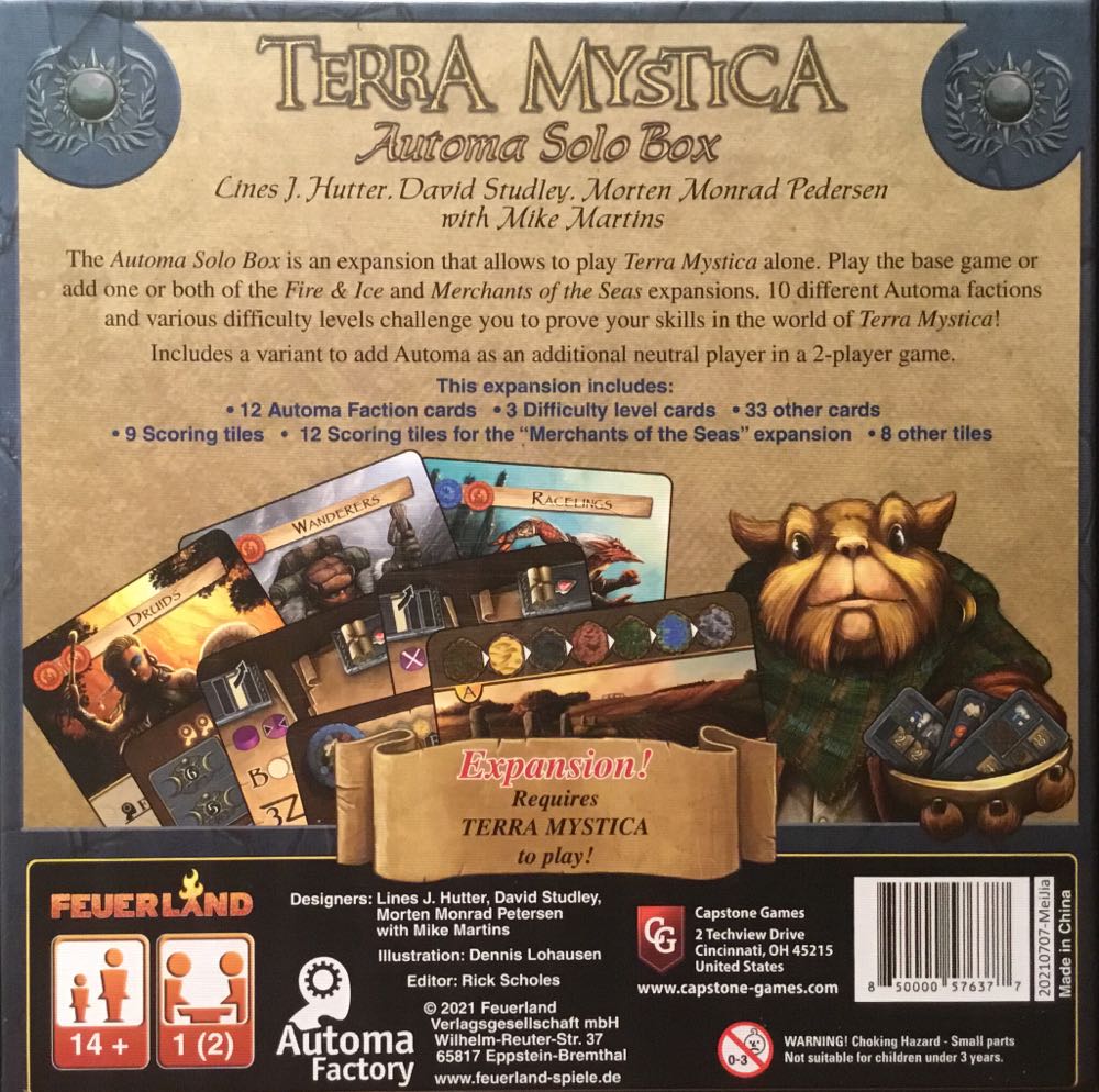Terra Mystica: Automa Solo Box  (1 - 2) board game collectible [Barcode 850000576377] - Main Image 2