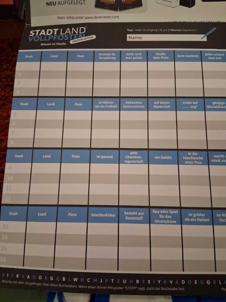 Stadt Land Vollpfosten Einstein Edition  (2+) board game collectible [Barcode 658551408099] - Main Image 3