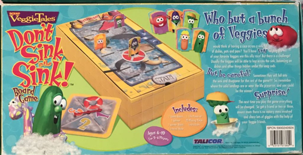 VeggieTales Don’t Sink in the Sink  (2-4) board game collectible [Barcode 023151073600] - Main Image 2