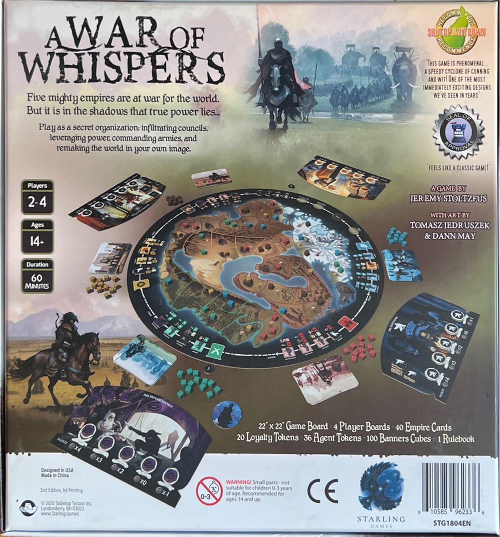 A War Of Whispers Standard Edition 2nd Edition  (2-4) board game collectible [Barcode 610585962336] - Main Image 2