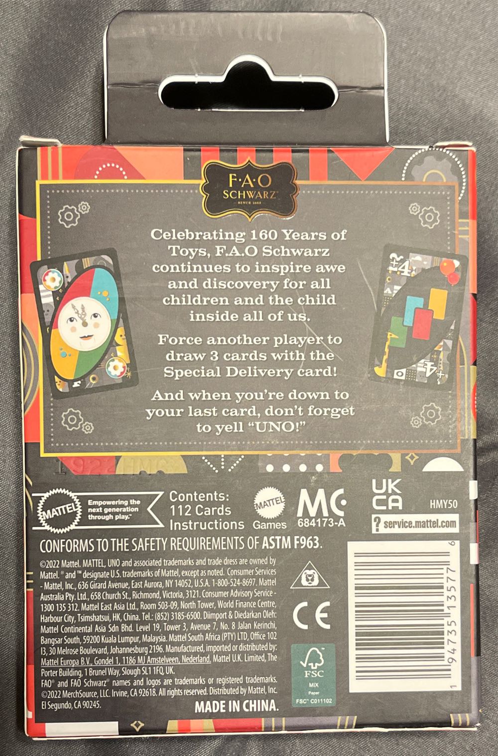 Uno Fao Schwarz  board game collectible - Main Image 2