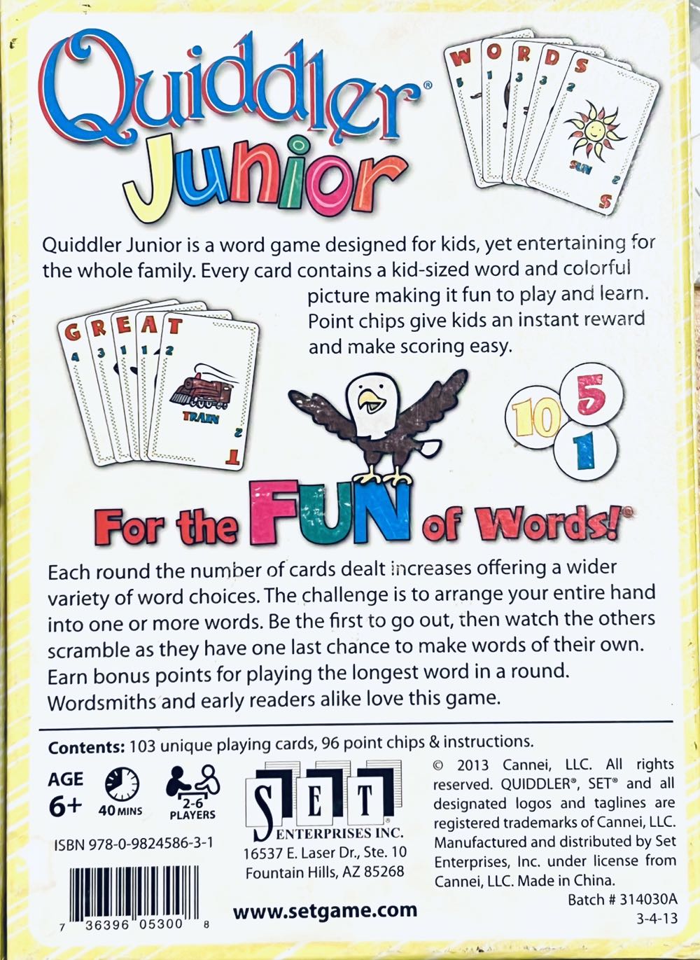 Quiddler Junior  board game collectible [Barcode 736396053008] - Main Image 2