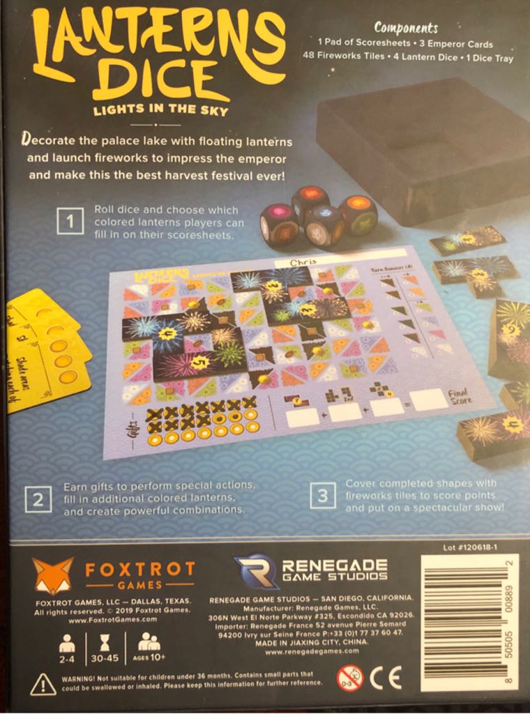 Lanterns Dice: Lights In The Sky  (2-4) board game collectible - Main Image 2