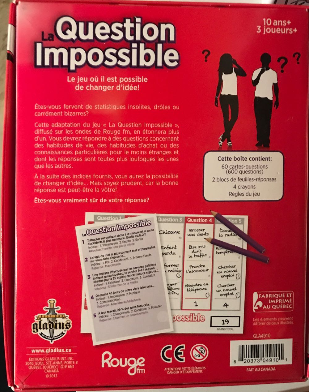 La Question Impossible  board game collectible [Barcode 620373049101] - Main Image 2
