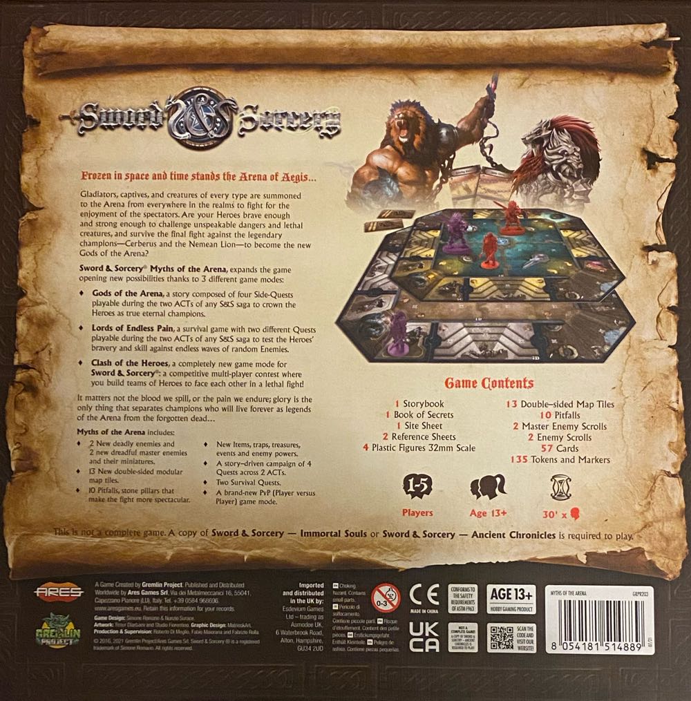Sword & Sorcery: Myths Of The Arena  (1-5) board game collectible [Barcode 8054181514889] - Main Image 2