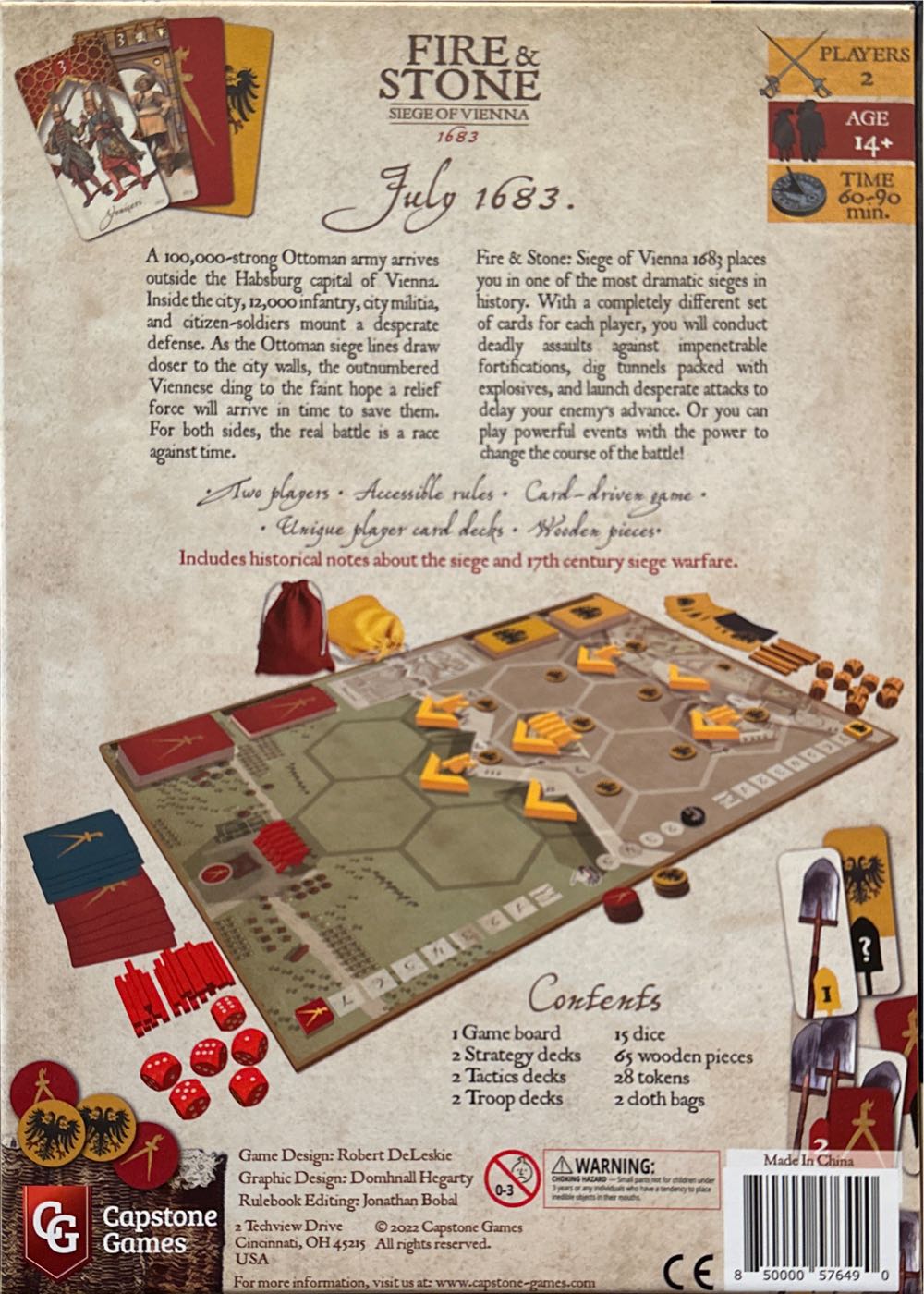 Fire & Stone: Siege Of Vienna  (2) board game collectible [Barcode 850000576490] - Main Image 2