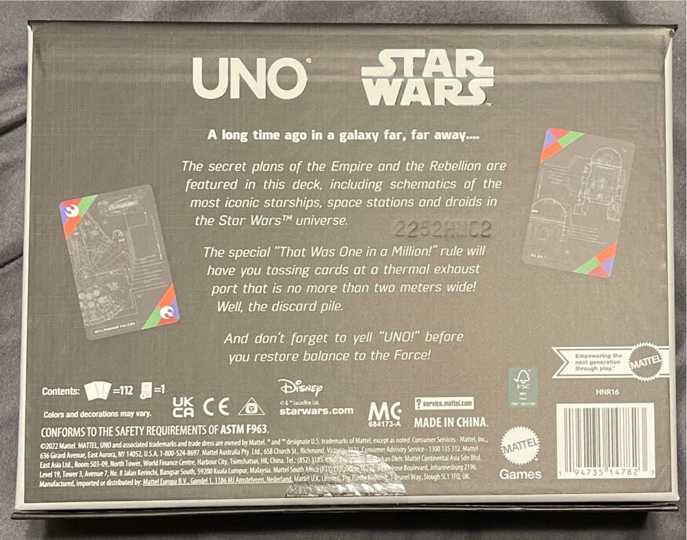 Star Wars Schematics Uno  board game collectible - Main Image 2