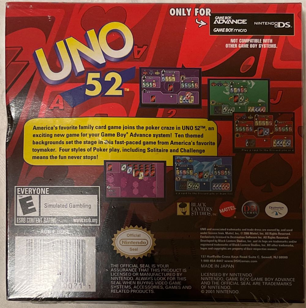 Uno 52 Gameboy Advance Game  board game collectible - Main Image 2