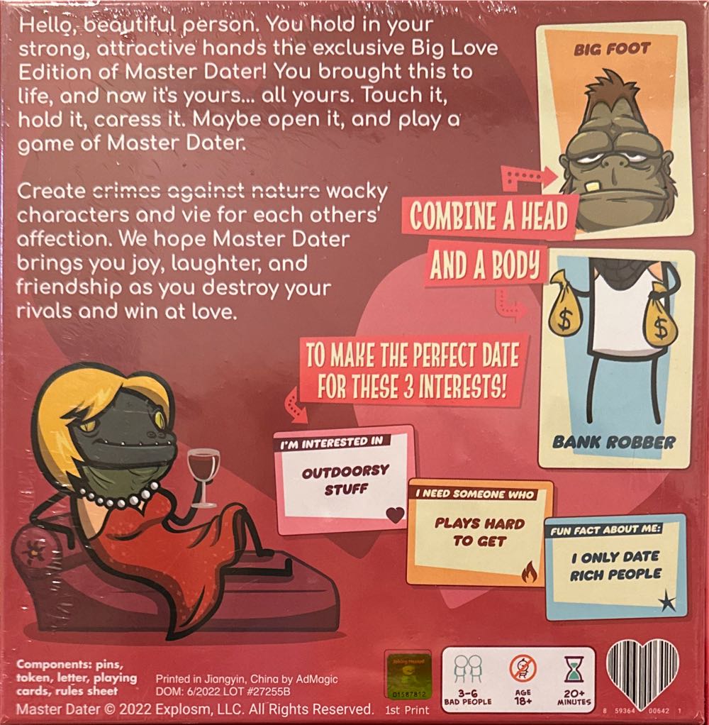 Master Dater: Big Love Edition  (3-6) board game collectible [Barcode 859364006421] - Main Image 2