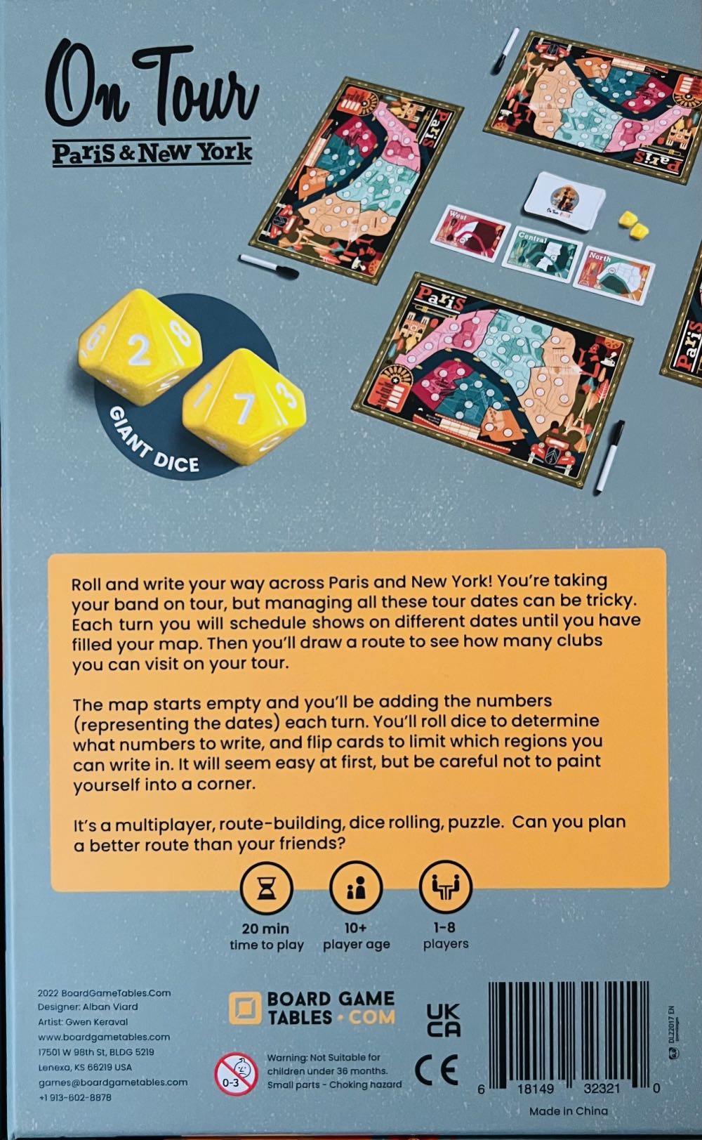 On Tour: Paris & New York  (1-8) board game collectible [Barcode 618149323210] - Main Image 2