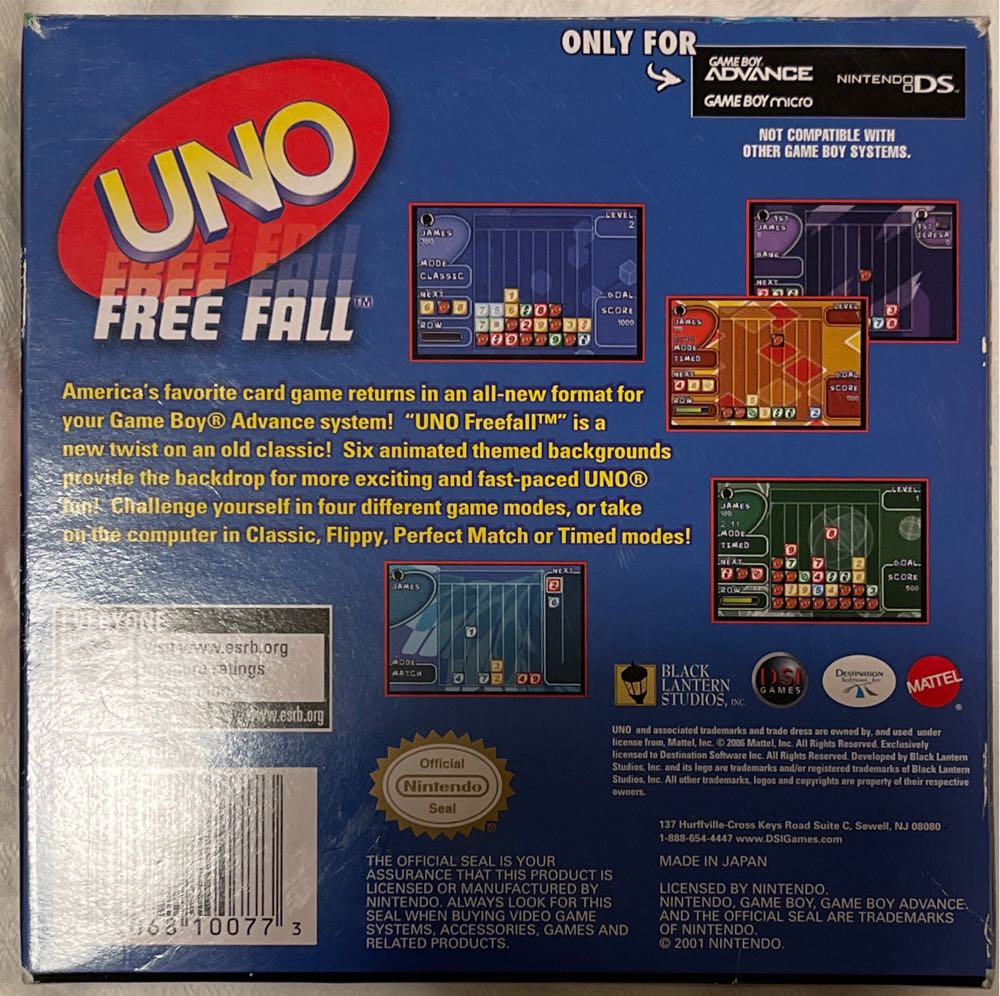 Uno Free fall Gameboy Advance  board game collectible - Main Image 2