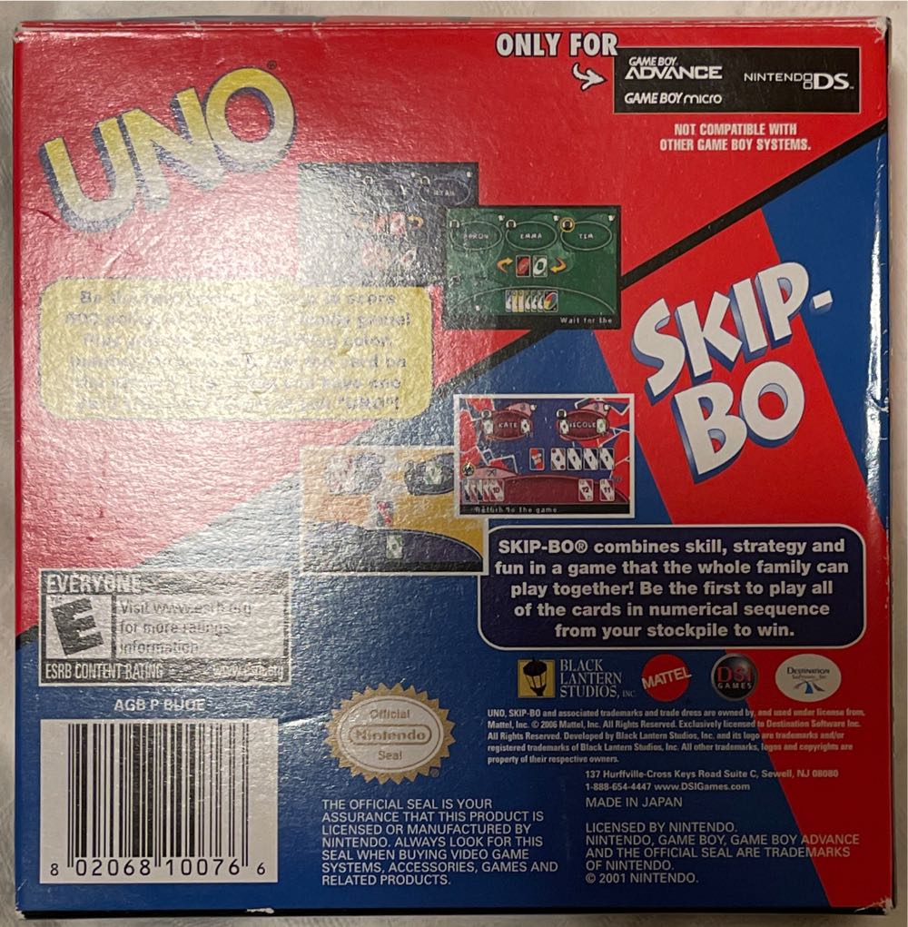 Uno Skipbo Gameboy Advance  board game collectible - Main Image 2