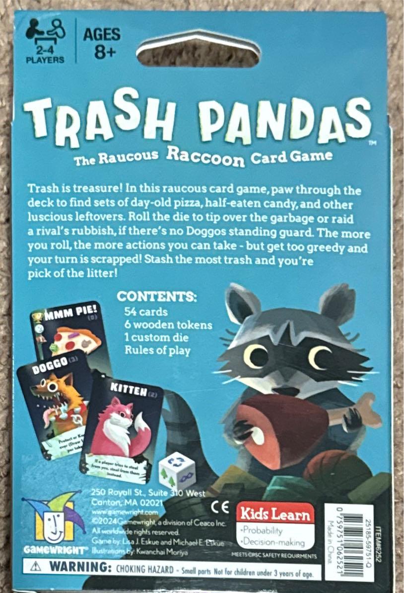 Trash Pandas The Raucous Raccoon Card Game  (2-4) board game collectible [Barcode 759751062521] - Main Image 3