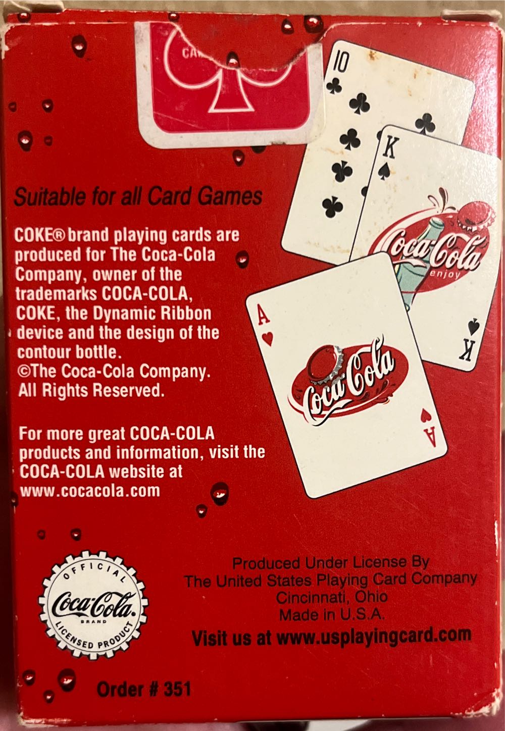 Vintage Coca Cola Playing Deck 1998  board game collectible [Barcode 073854003510] - Main Image 2