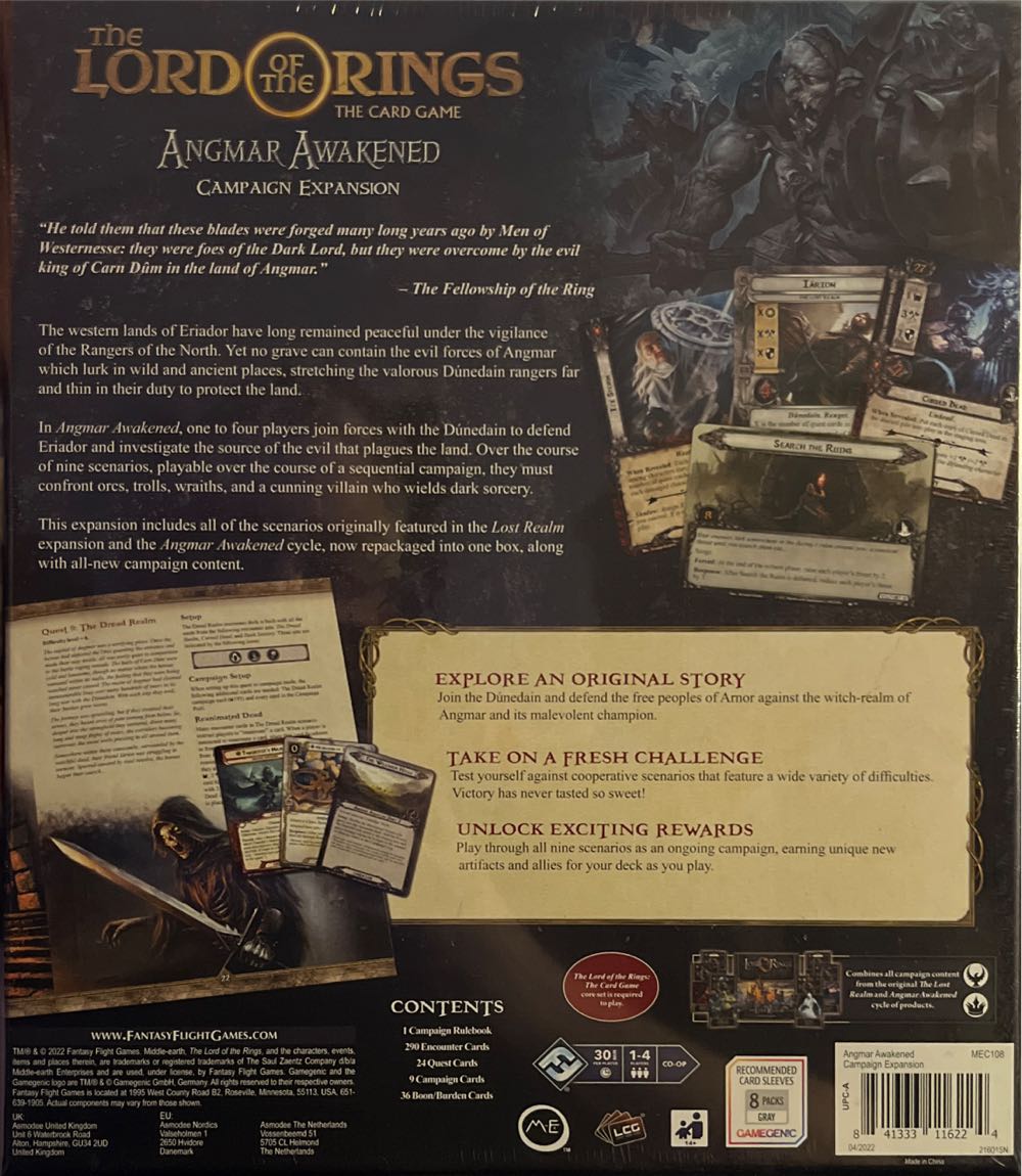 Rings The Rings: The Lord Of The Rings Lcg: Angmar Awakened Campaign Expansion  board game collectible [Barcode 841333116224] - Main Image 2