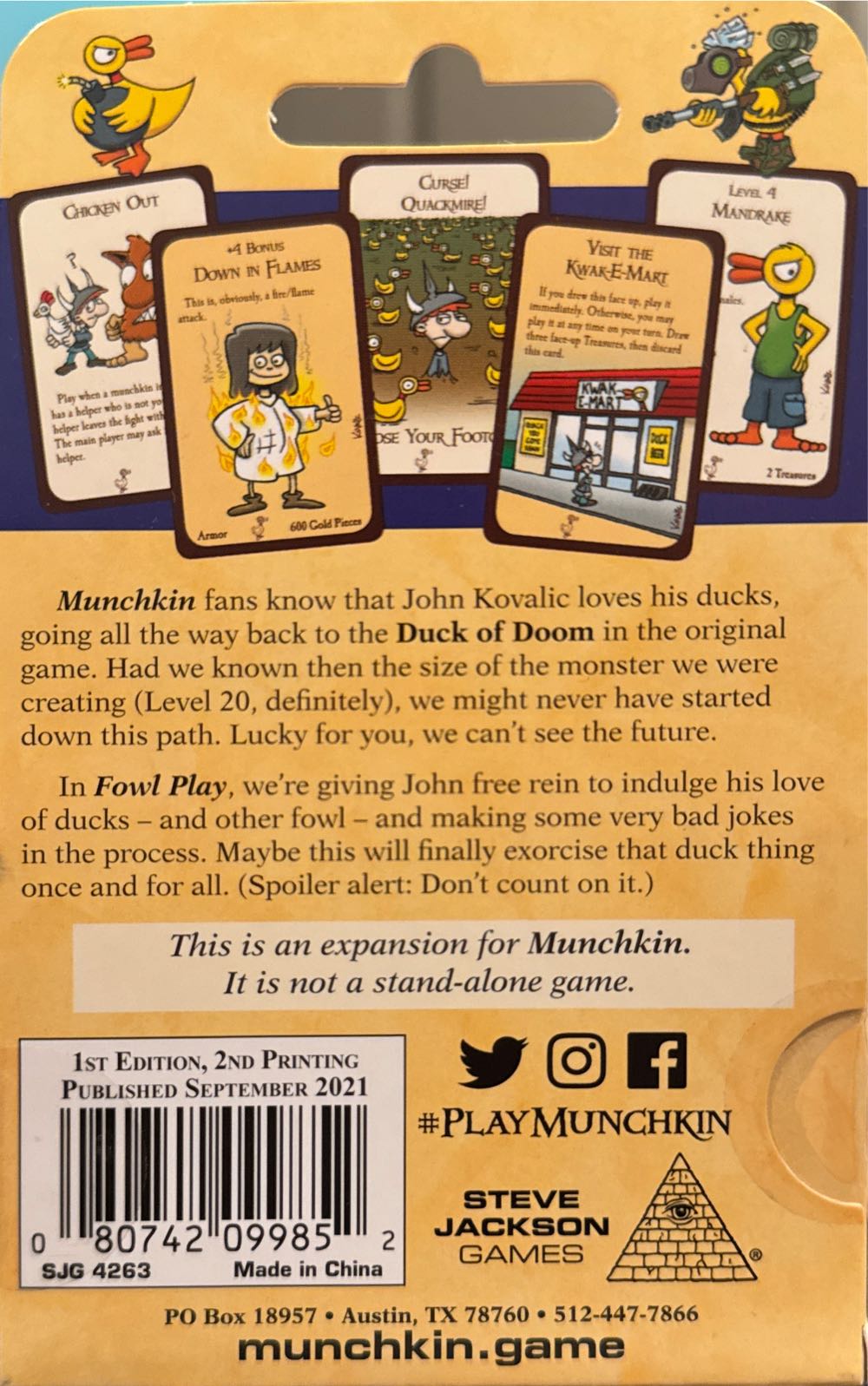 Munchkin: Fowl Play  (3-6) board game collectible [Barcode 080742099852] - Main Image 2