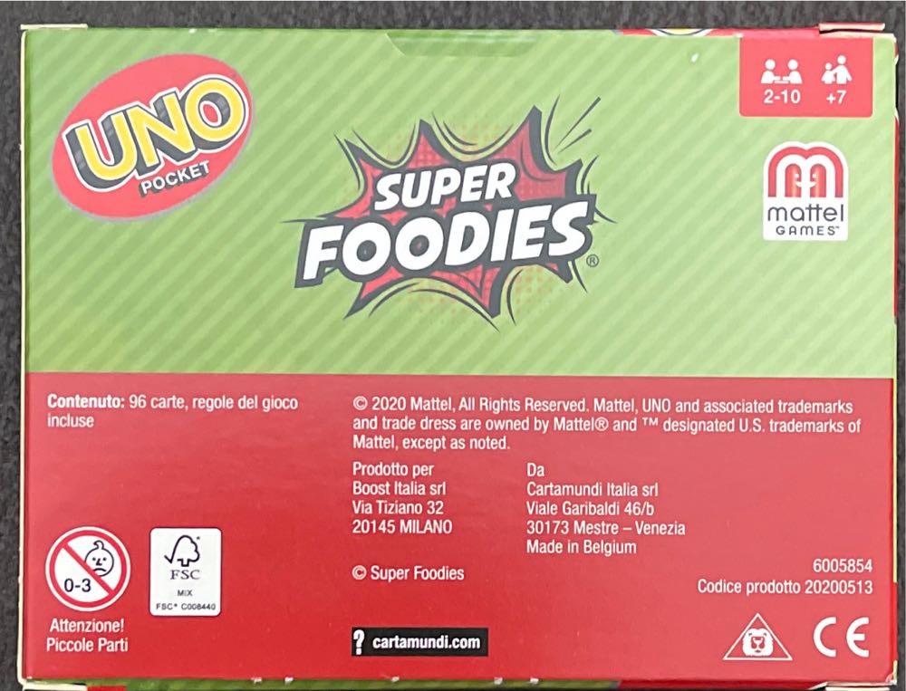 Super Foodies Uno Italy  board game collectible - Main Image 2