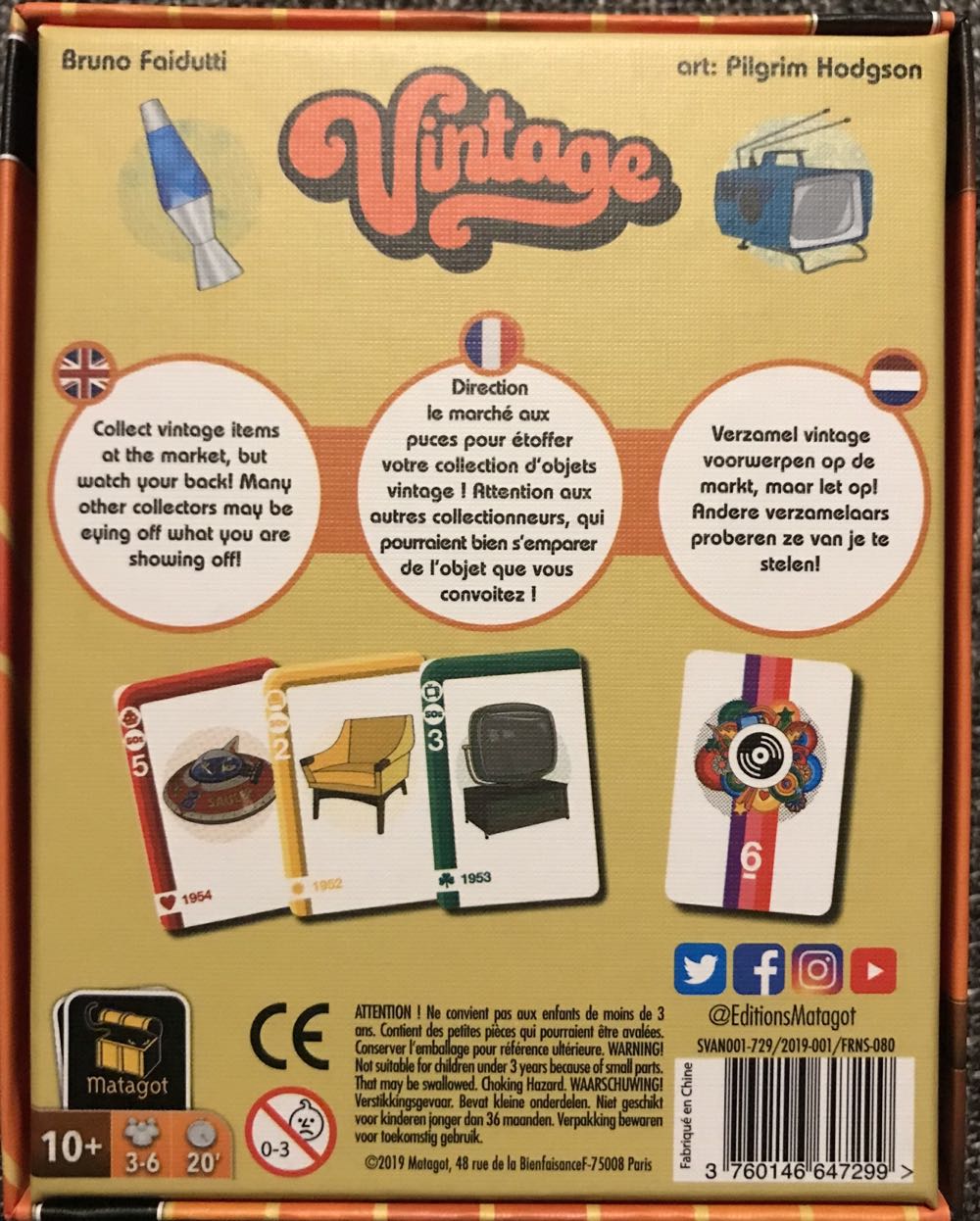 Matagot Vintage Card Game | Strategy Game | Retro Set Collection Game | Family Card Game For Adults And Kids | Ages 8 And Up | 3 To 6 Players | Average Playtime 15 Minutes | Made Variousmatsvin1  (3-6) board game collectible [Barcode 3760146647299] - Main Image 3