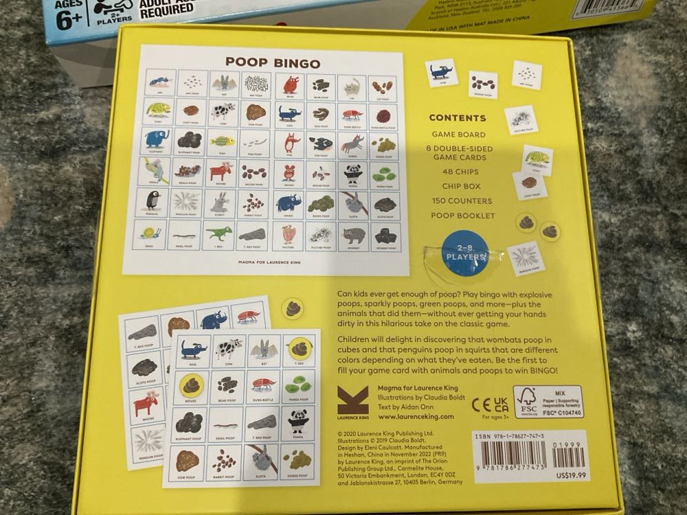 Laurence King Poop Bingo: A Hilarious And Fascinating Educational Game For Kids!  board game collectible [Barcode 9781786277473] - Main Image 2
