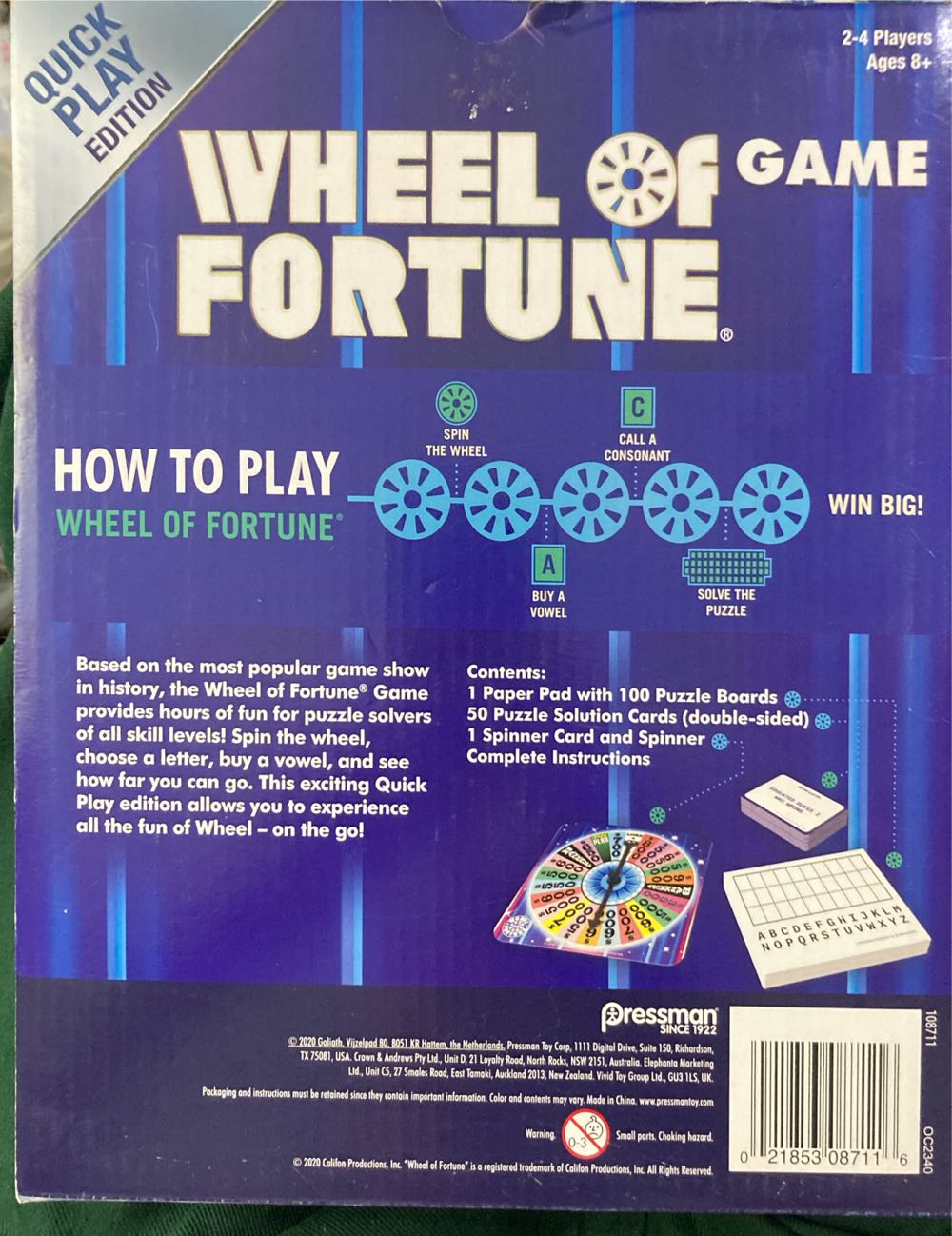 Wheel Of Fortune Quick Play Edition  (2-4) board game collectible [Barcode 021853087116] - Main Image 2