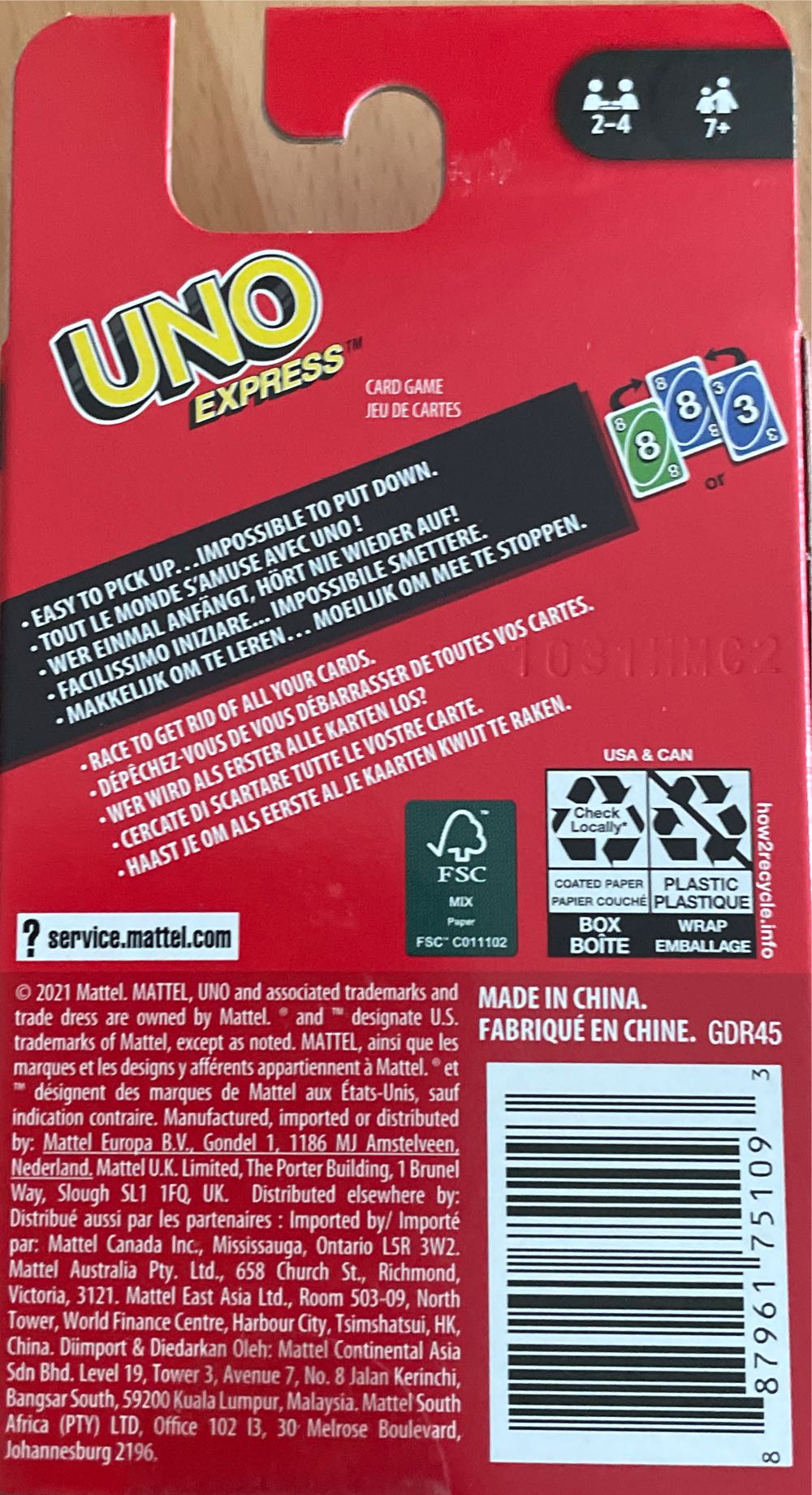 Uno Express  (2-4) board game collectible [Barcode 887961751093] - Main Image 2