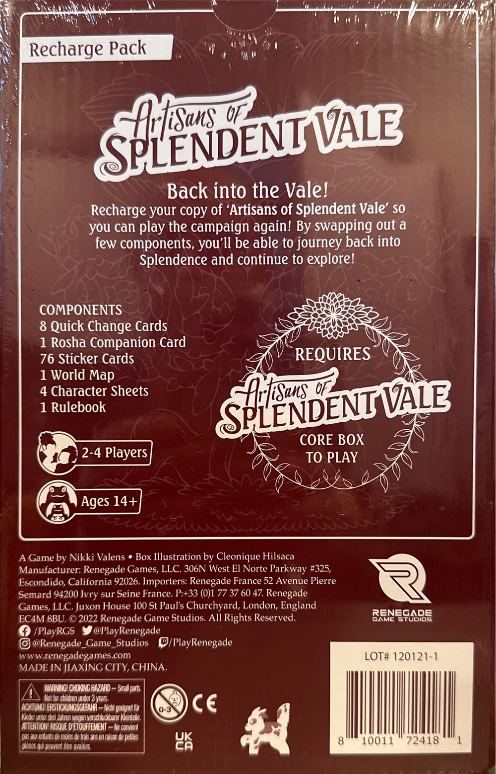 Artisans Of Splendent Vale: Recharge Pack  board game collectible [Barcode 810011724181] - Main Image 2