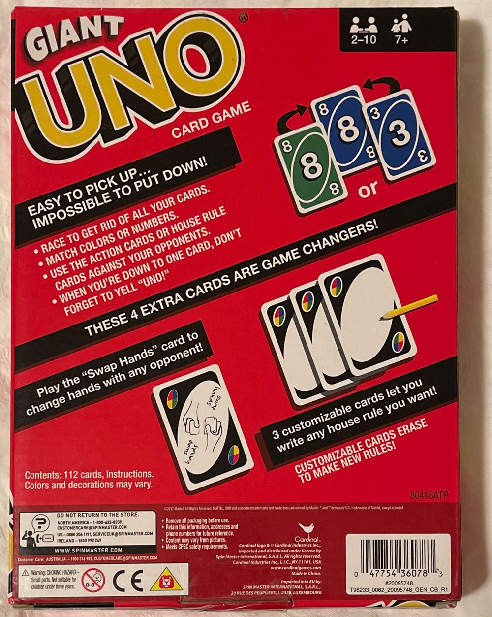 Cardinal Giant Uno  board game collectible - Main Image 2
