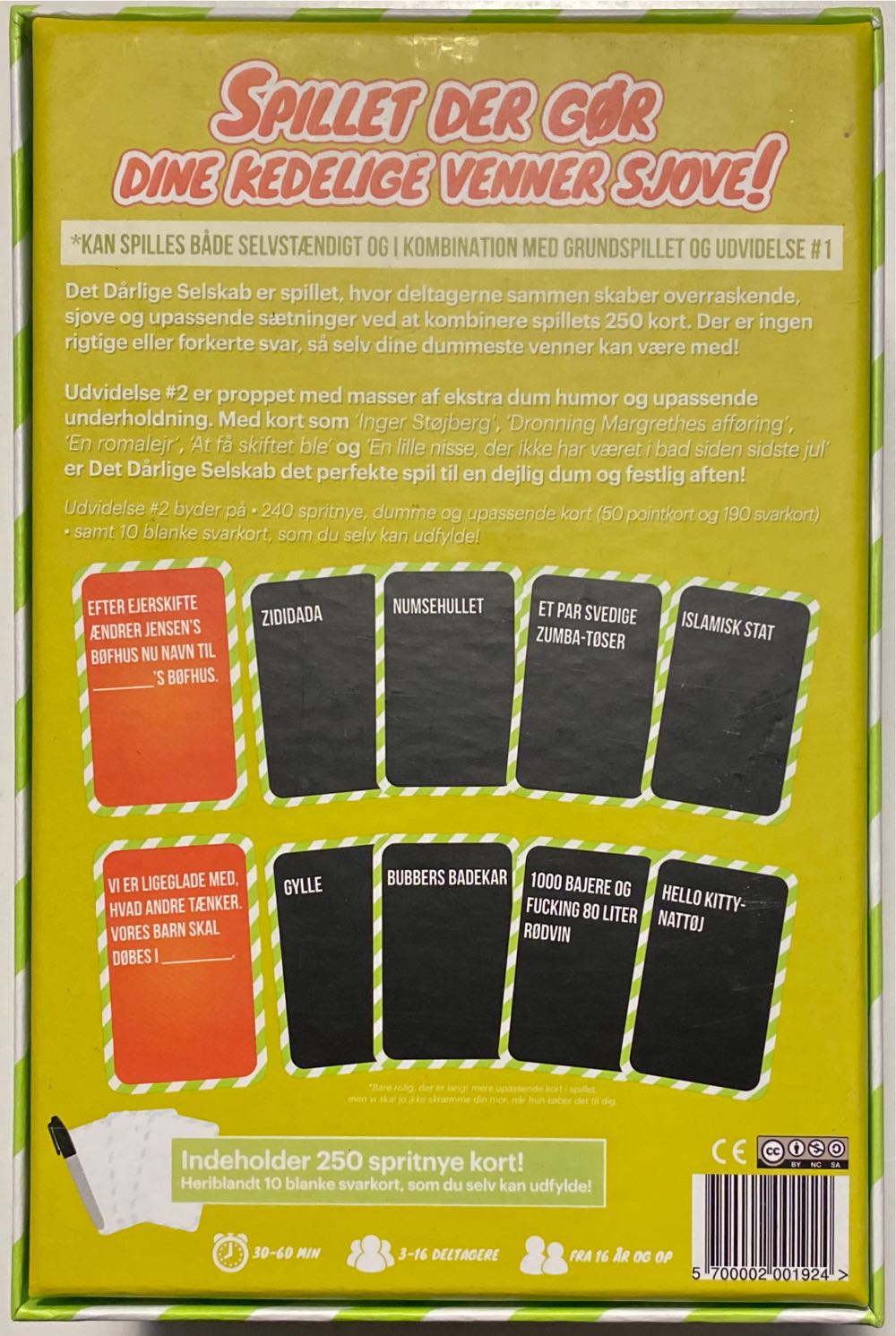 Det Dårlige Selskab Udvidelse 2 - Ekstra Dum  (3-16) board game collectible [Barcode 5700002001924] - Main Image 2