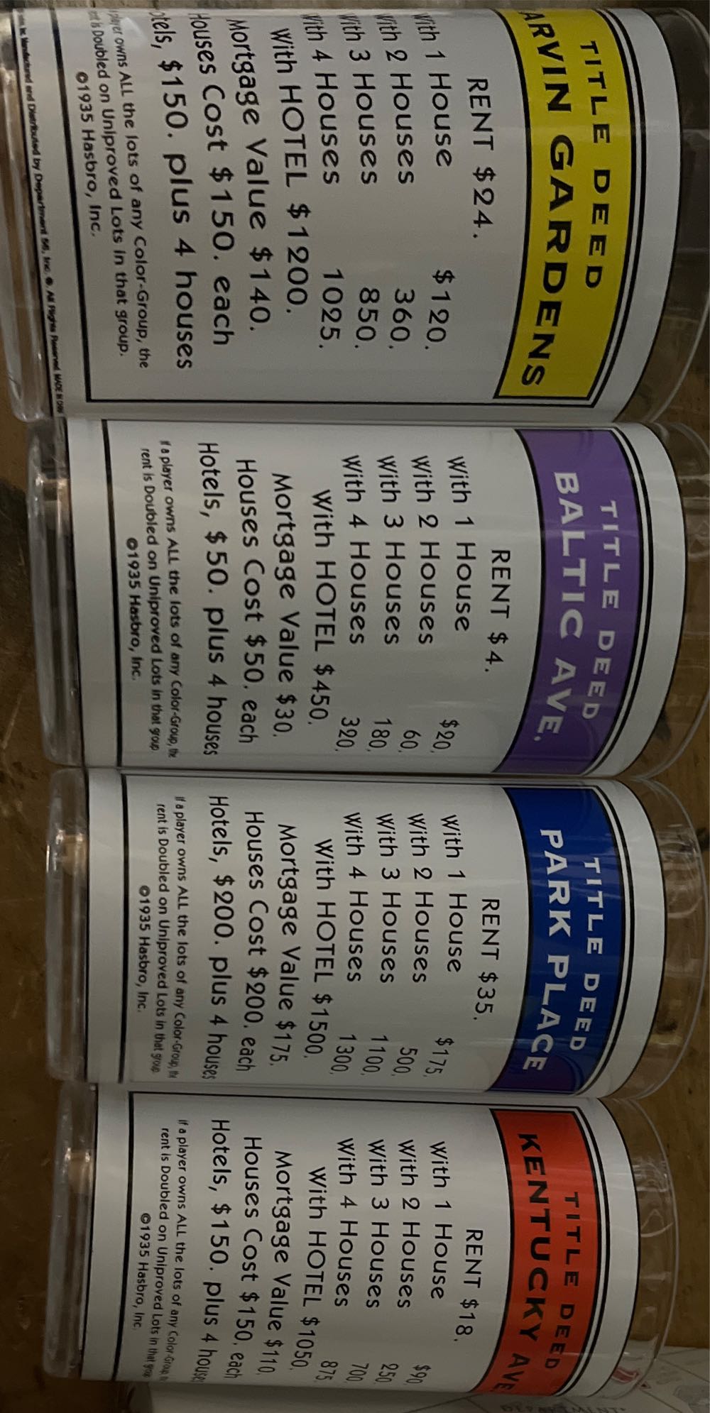 Dept 56 Monopoly tall acrylic cooler  board game collectible [Barcode 734409161894] - Main Image 2