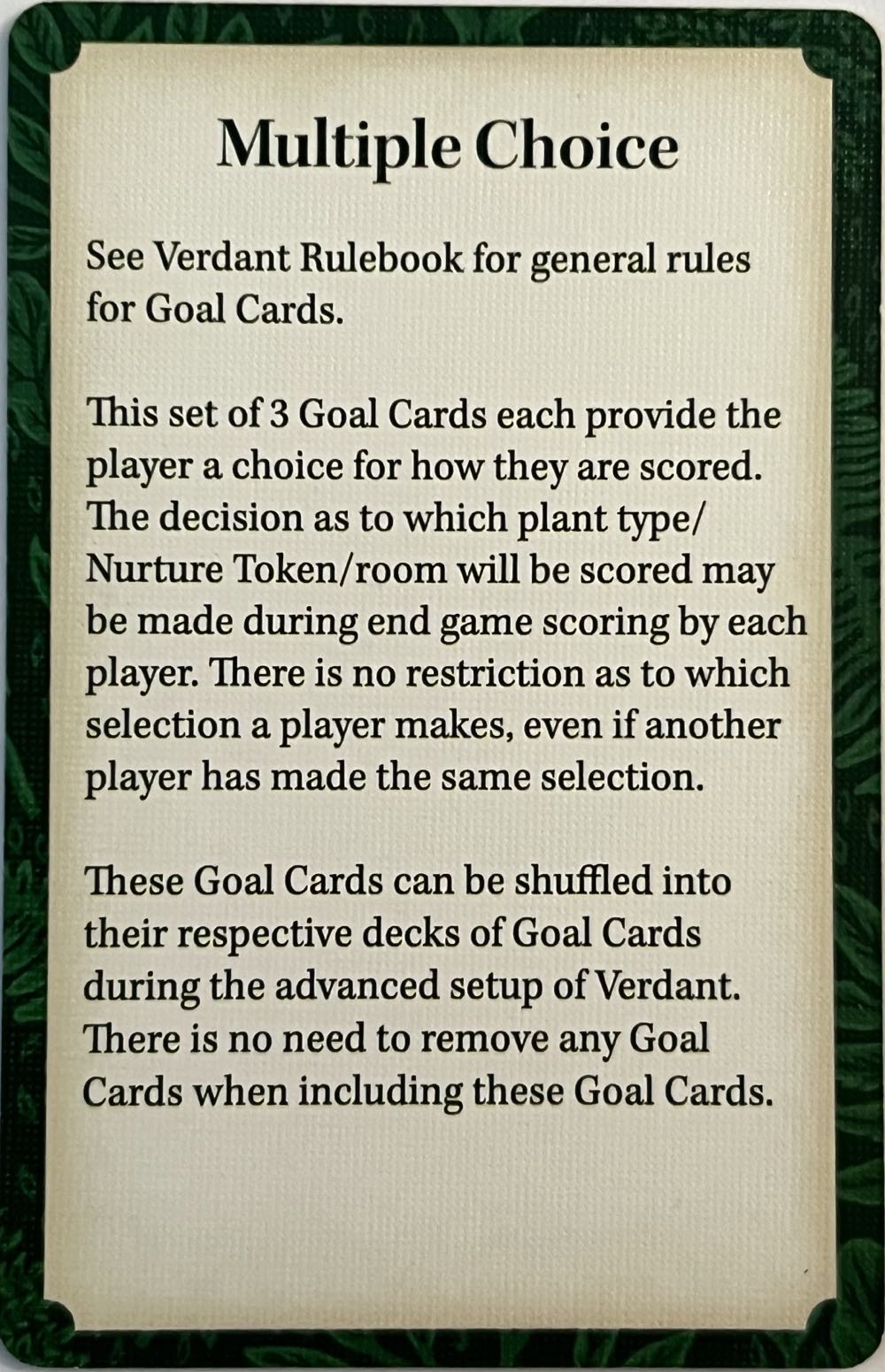 Verdant: Multiple Choice Promo  board game collectible [Barcode 729220071361] - Main Image 2