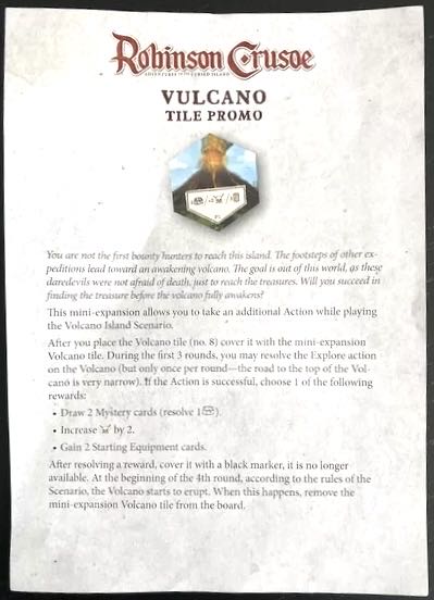 Robinson Crusoe - Adventures on the Cursed Island: Vulcano Promo  board game collectible [Barcode 5902560384451] - Main Image 2