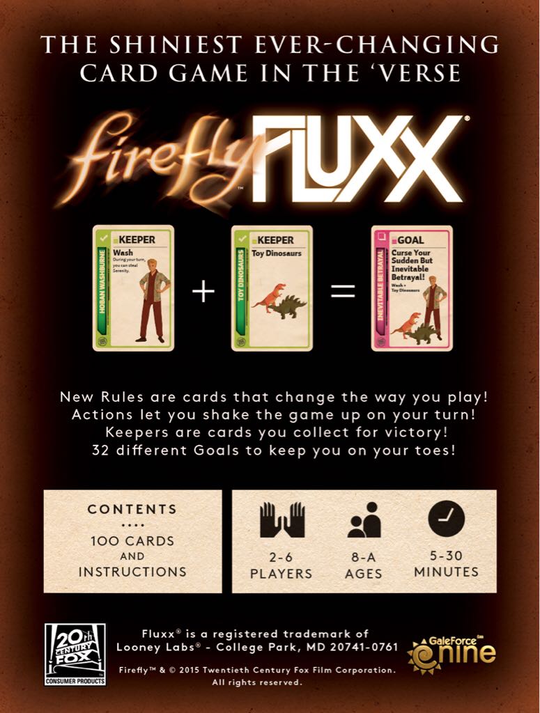 Fluxx: Firefly  (2-6) board game collectible [Barcode 857848004352] - Main Image 2