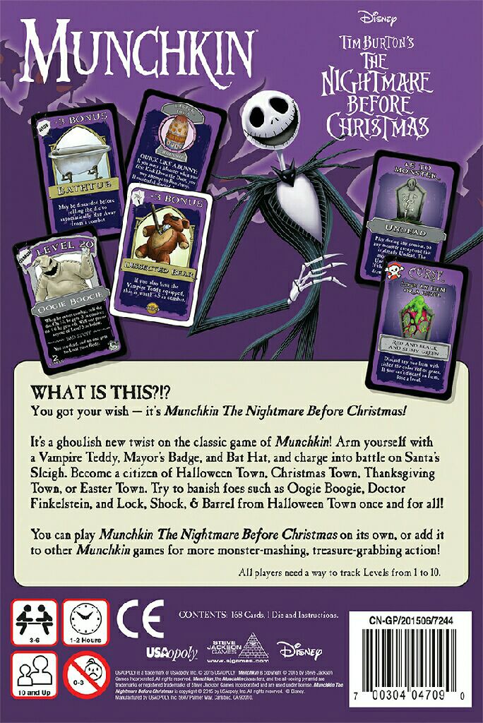 Munchkin Nightmare Before Christmas  (3-6) board game collectible [Barcode 700304047090] - Main Image 2