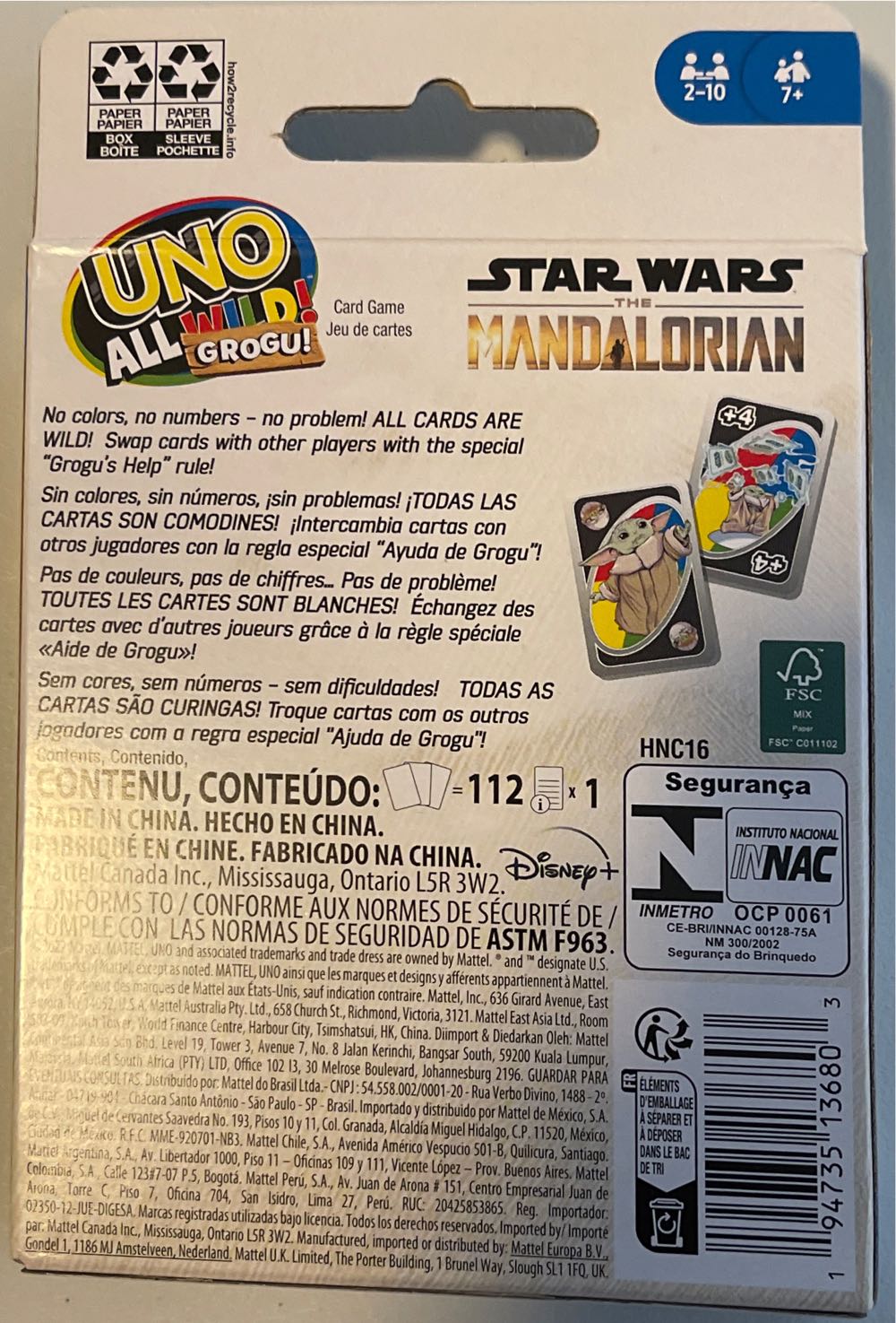 Uno All Wild Grogu  board game collectible - Main Image 2