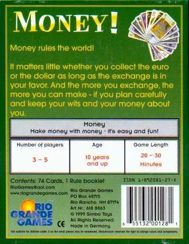 Money!  (3-5) board game collectible [Barcode 655132001281] - Main Image 2