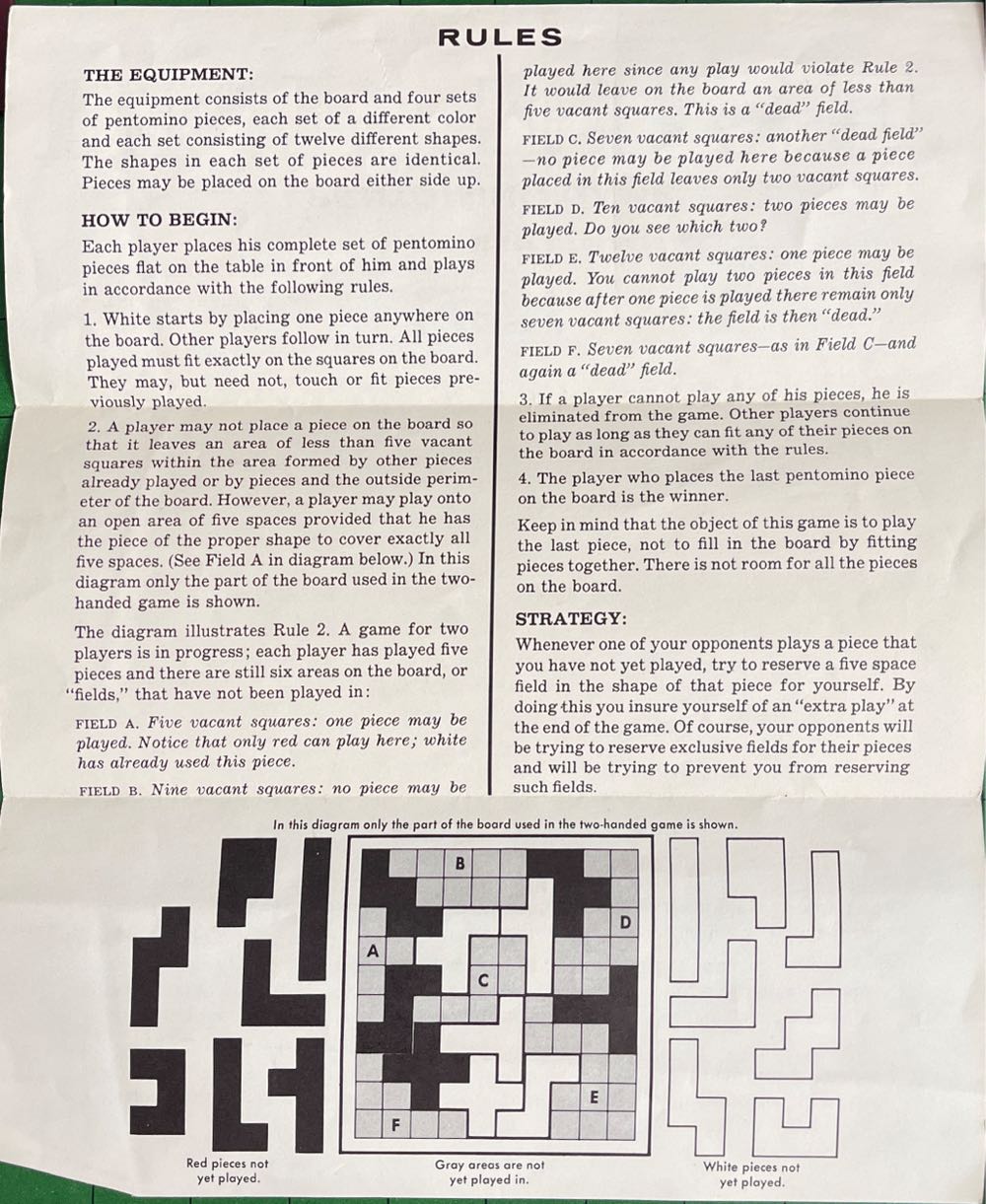 PARKER BROTHERS PENTOMINO GAME UNIVERSE  (2-4) board game collectible - Main Image 3