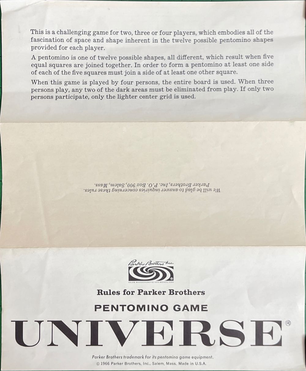 PARKER BROTHERS PENTOMINO GAME UNIVERSE  (2-4) board game collectible - Main Image 4