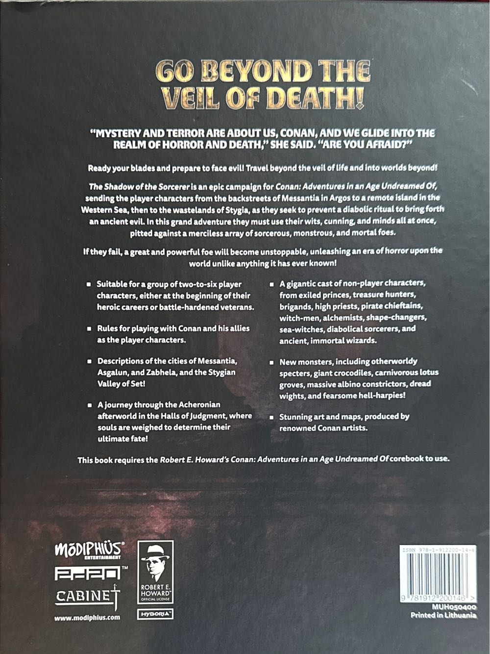 Conan: Adventures in an Age Undreamed Of - The Shadow Of The Sorcerer  board game collectible [Barcode 9781912200146] - Main Image 2