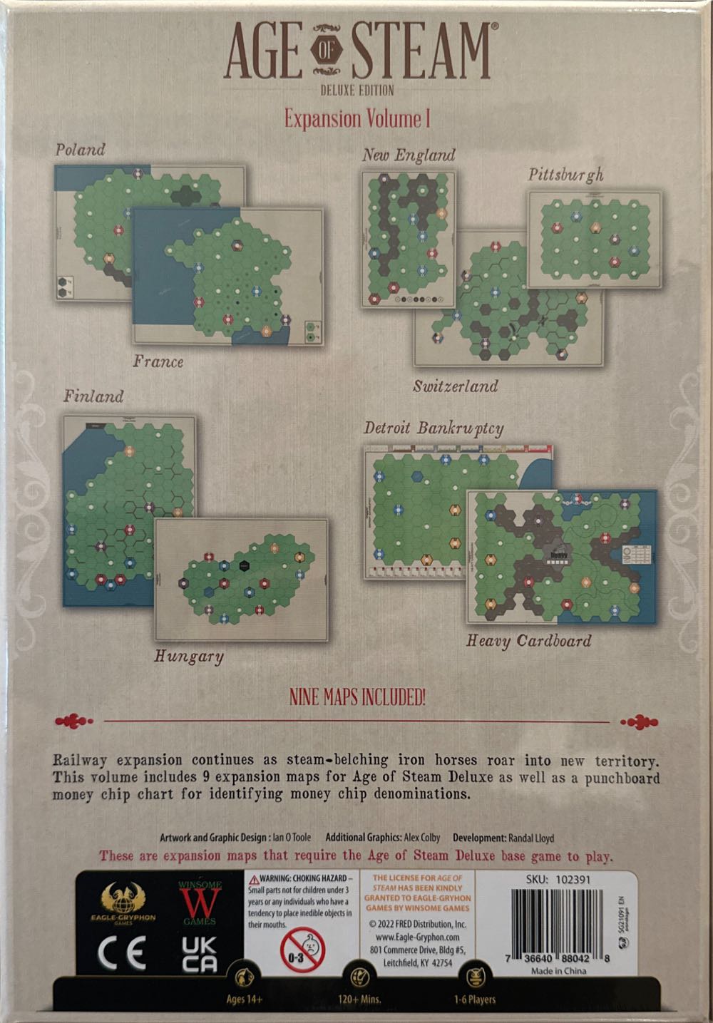 Age of Steam: Deluxe Edition Expansion Volume I  board game collectible [Barcode 736640880428] - Main Image 2