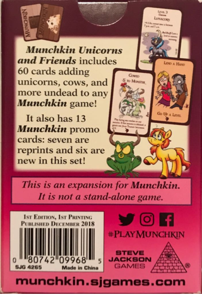Munchkin: Unicorns and Friends  board game collectible [Barcode 080742099685] - Main Image 2