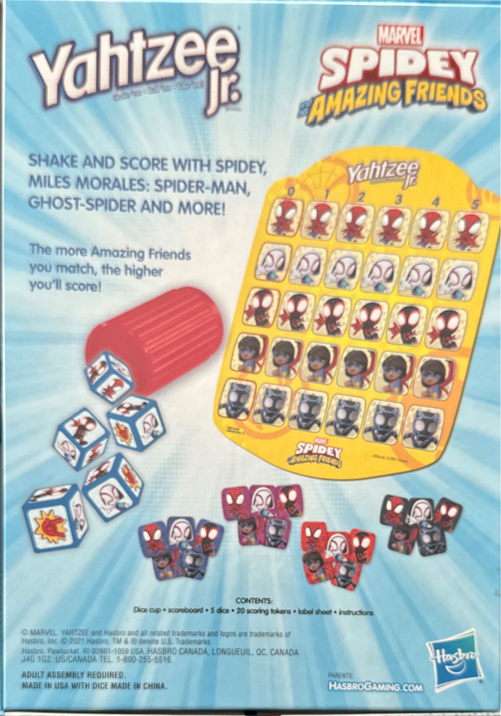 Yahtzee Jr. Spidey  (2-4) board game collectible [Barcode 195166134109] - Main Image 2