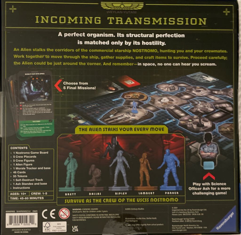 Alien Fate of the Nostrimo (1-5) board game collectible - Main Image 2